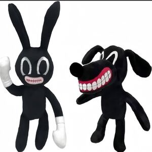 Poprore Cartoon Rabbit and Cartoon Dog plush toys.